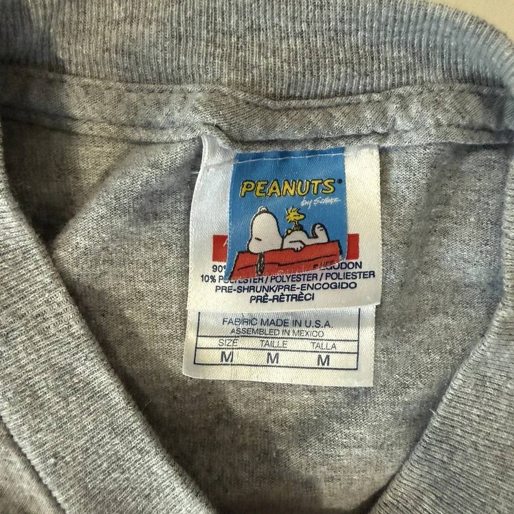 Vintage Charlie Brown T-Shirt Gray Christmas Peanuts‎ Y2K Nostalgia Men’s M - Picture 7 of 12